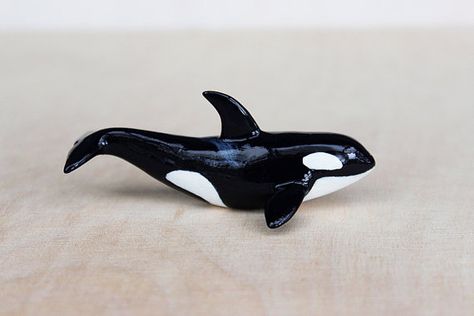 orca whale figurine by byrdis on Etsy Clay Orca Whale, Polymer Clay Orca, Clay Orca, Whale Figurine, Orca Whale, Clay Diy Projects, Orca Whales, Clay Bowl, Killer Whale