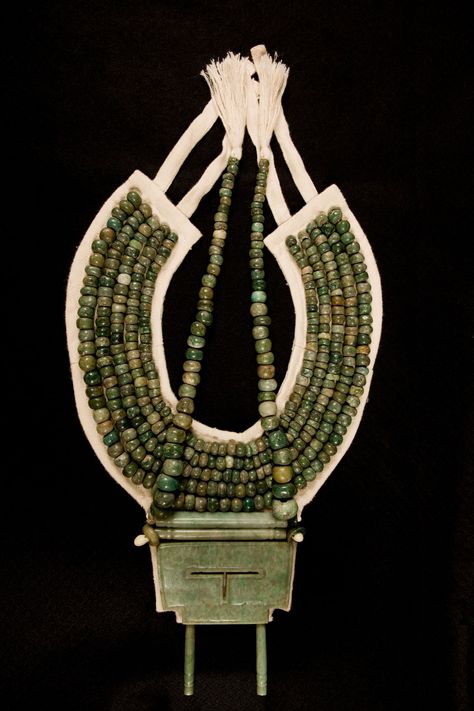 Collar and Ik' Pectoral Date:A.D. 660–750 Geography:Mexico, Campeche Culture:Maya Medium:Jadeite, linen Dimensions:H. 21 1/4 × W. 5 1/2 × D. 13/16 in. (54 × 14 × 2.1 cm) Luxury Objects, Bird Man, Stone Ornaments, Bird Masks, Ancient Mayan, Getty Museum, Ancient Jewelry, Caribbean Cruise, Luxury Art