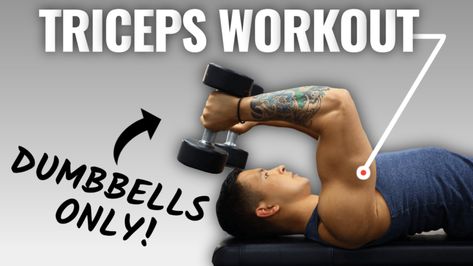 The Best Science-Based Dumbbell-Only Triceps Workout For Growth Db Tricep Workout, Tricep Workout With Dumbbells, Dumbbell Tricep, Garage Workout, Best Tricep Exercises, Muscle Workouts, Tricep Workouts, Chest And Tricep Workout, Best Dumbbell Exercises