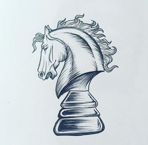 Knight Chess Piece Drawing, Chess Piece Drawing, Chess Knight, Chess Horse Drawing, Chess Drawing, Chess Pieces Drawing, Chess Piece Sketch, Chess Piece Knight, Chess Drawing Illustrations