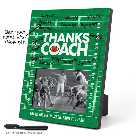 Personalized Football Coach Picture Frame - Autographed By Team Turf Wood Photo Frame | Football Coach Gift Idea Football Centerpieces, Coaches Gifts, Body Name, Football Coach Gifts, Football Coaches, Team Mom, Wood Photo Frame, Wooden Photo Frames, Football Photos