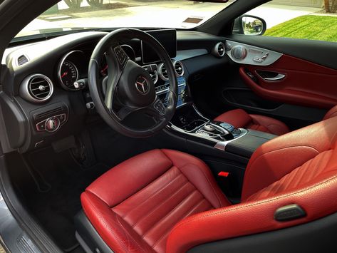 2017 Mercedes Benz C300 Red interior 🔥 Red Seats Car, Mercedes Benz Red Interior, Mercedes Red Interior, 2017 Mercedes Benz C300, C300 Coupe, Mercedes Convertible, Mercedes Benz Convertible, Benz Suv, Mercedes E300