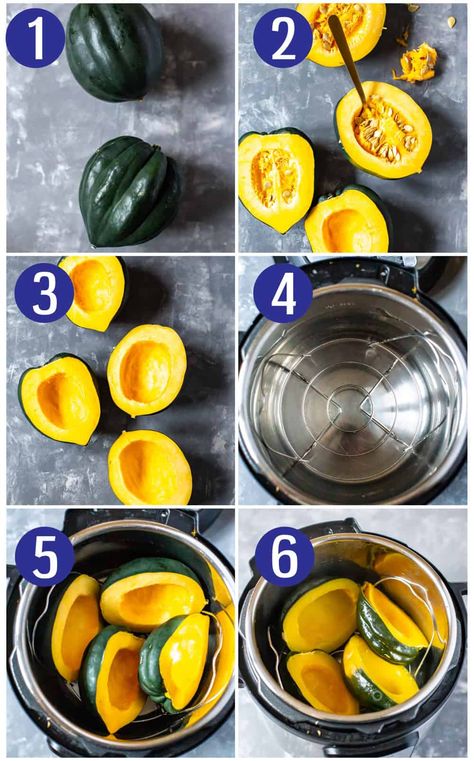 Instant Pot Acorn Squash Whole, Pressure Cooker Acorn Squash, Instant Pot Acorn Squash, Acorn Squash Stuffed, Instant Pot Veggies, Smudge Pot, Fancy Foods, Health Meals, Stuffed Squash