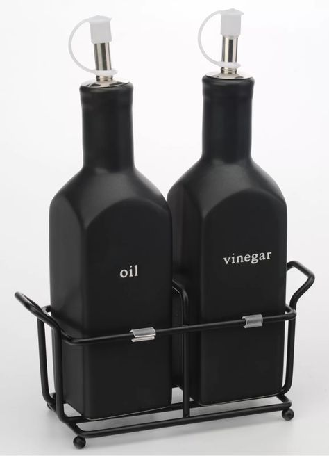 Gracie Oaks 10 oz. Oil and Vinegar Cruet Set & Reviews | Wayfair.ca Housewares Design, Black Things, Vinegar Cruet, Desain Pantry, Gadgets Kitchen Cooking, Fotografi Vintage, Trendy Sandals, Cute Kitchen, Dining Room Small