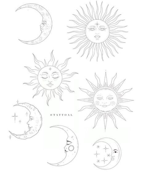 Sun And Moon With Faces Tattoo, Beautiful Sun Tattoos For Women, Retro Sun Tattoo, Mosaic Sun Tattoo, High Back Tattoos For Women, Small Sun Tattoo With Face, Sun And Moon Flash Tattoo, Pretty Sun Drawing, Unique Sun Tattoos For Women