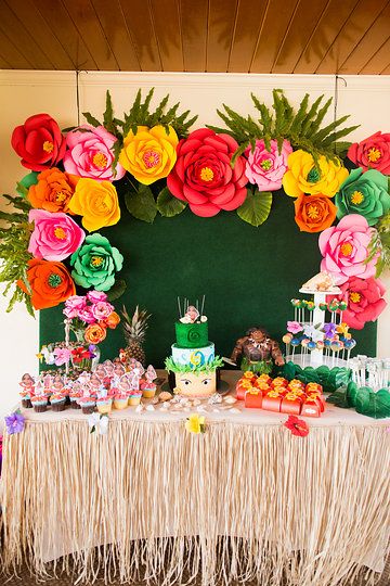 Baby Moana Birthday Party Ideas, Moana Birthday Party Ideas, Moana Birthday Party Theme, Moana Theme Birthday, Festa Moana Baby, Moana Theme, Moana Themed Party, Luau Party Decorations, Hawaiian Party Decorations