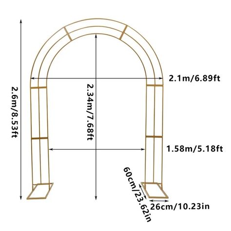 8.53ft Wedding Balloon Arch Frame Decor Flower Backdrop Stand Metal-Gold/White Trellis Metal Arch - AliExpress Metal Wedding Arch With Flowers, Metal Wedding Arch With Fabric, Welded Wedding Arch, Metal Circle Arch Wedding, Wedding Arch Metal Frame, Balloon Arch Frame, White Trellis, Metal Arch, Wedding Balloons