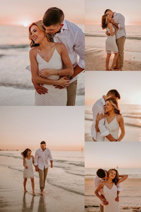 Beach Couples Photos Beach Photoshoot Outfits, Couple Beach Photoshoot, Wedding Pictures Beach, Florida Clearwater, Engagement Photo Shoot Beach, Pre Wedding Photoshoot Beach, Engagement Pictures Beach, Sunset Shoot, Photo Shoot Beach