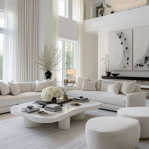 White Leather Living Room Ideas, Leather Lounge Room Ideas, White And Gold Living Room Ideas, White Leather Sofa, Living Room Decor Lights, Luxury Home Design, Luxury Bedroom Decor, Space Light, Aesthetic Living Room