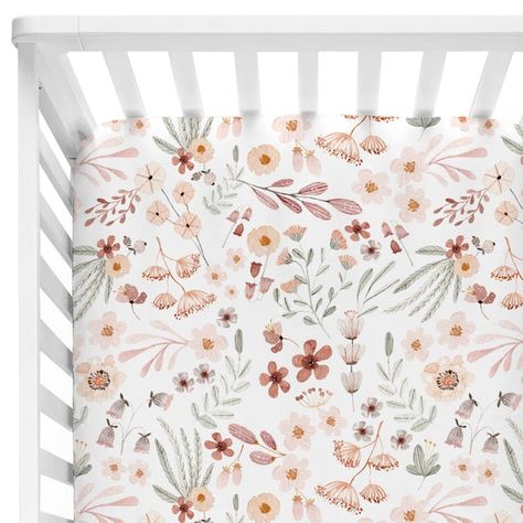 Wild Flower Nursery, Floral Baby Nursery, Girls Nursery Floral, Floral Crib Sheet, Girl Nursery Themes, Butterfly Nursery, Girl Nursery Room, Nursery Room Inspiration, Flower Nursery