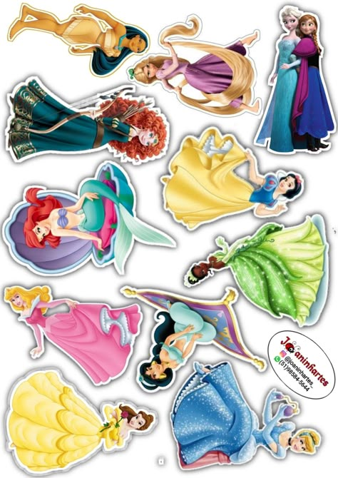 Princess Cake Topper Printable, Diy Cake Topper Printable, Disney Princess Stickers, Disney Stickers Printables, Disney Princess Cake Topper, Printable Unicorn Birthday, Disney Princess Birthday Cakes, Princess Cake Topper, Fairy Birthday Cake