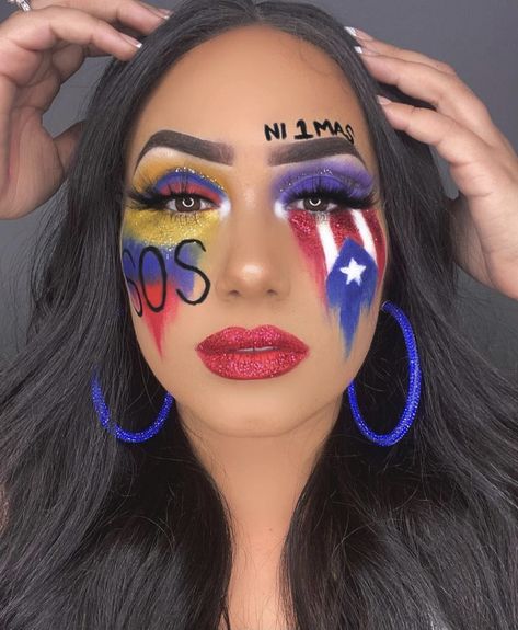 Puerto Rico Makeup, Bedazzled Phone Case, Caribbean Flags, Cut Crease Tutorial, Carnival Makeup, Tiktok Star, Makeup Transformation, Halloween Makeup Looks, Beauty Influencer