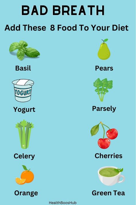 Say goodbye to bad breath with these 8 effective foods! Learn how apples, carrots, yogurt, green tea, parsley, oranges, celery, and water can help you achieve fresher breath naturally. Discover how these foods can clean your teeth, fight bacteria, and keep your mouth hydrated. Click to find out more and start enjoying a fresher, more confident smile today! how to get rid of bad breath what causes bad breath what causes bad breath from the stomach best  mouthwash for bad breath  types of bad breath smells. Follow us for more health and wellness tips. #BadBreath #OralHealth #HealthyDiet #FreshBreath #WellnessTips.
#tipsforbadbreath How To Get Better Smelling Breath, How To Not Have Bad Breath, Remedies For Bad Breath, Odor Remedies, Teeth Tips, Best Mouthwash, Seventeenth Birthday, Bad Breath Remedy, Teeth Health