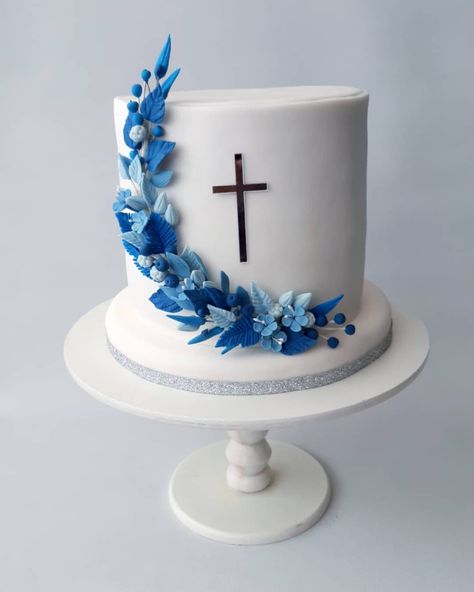 Blue Confirmation Cakes, Boys Holy Communion Cake, Simple First Communion Cake, First Holy Communion Cake Boy, 1st Communion Cakes For Boys, Babtisim Cake Boy, Confirmation Cakes For Boys, First Communion Cake Boy, Baptismal Cake Boy Simple