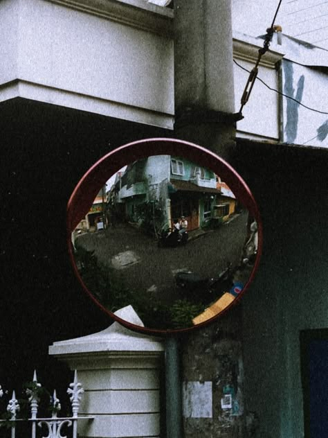 Mirror street Street Mirror Aesthetic, Circles Photography, Street Mirror, Traffic Mirrors, Mirror Photography, Circle Mirror, Photography Themes, Convex Mirror, Gcse Art