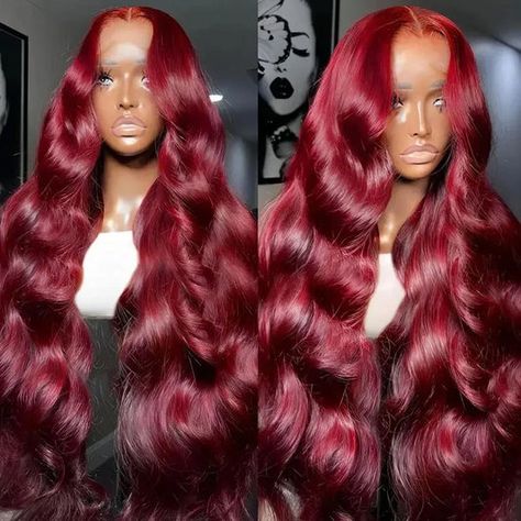 99j Body Wig, Dark Burgundy Wig, Ombre Burgundy Hair, Burgundy Red Hair, Prom 2k24, Grad Hair, Magic Hair Curlers, Wigs Body Wave, Ombre Burgundy