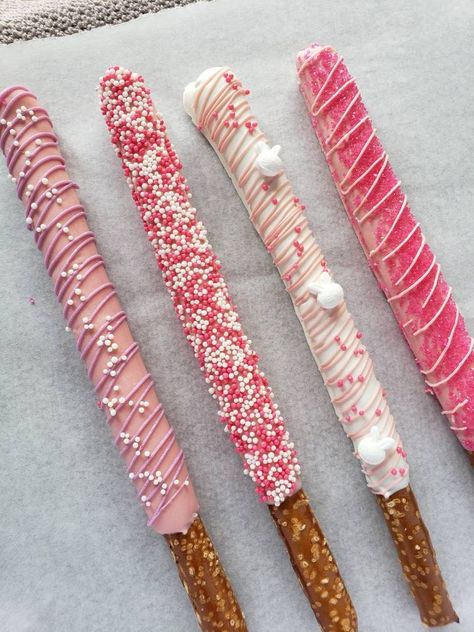 Pretzel Rods Dipped Valentines, Pink Chocolate Covered Pretzels, Pretzels Sticks, Chocolate Pretzels Sticks, Chocolate Covered Pretzel Sticks, Chocolate Pretzel Rods, Dipped Pretzel Rods, Chocolate Covered Pretzel Rods, Baby Spring