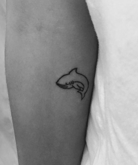 Small Shark Tattoo - Custom Shark - Small tattoos - Simple - Doodle - Outline  Art + Body Creativity Studio Mount Maunganui Tauranga New Zealand- Monique Jackson © Simple Shark Tattoo, Small Shark Tattoo, Hai Tattoo, Minimalist Tattoo Meaning, Typography Tattoo, Small Shark, Shark Tattoo, Small Tattoos Simple, Shark Tattoos