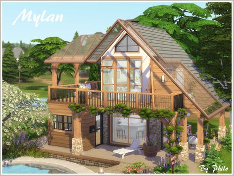 The Sims Resource - Mylan (No CC) Sims 4 Restaurant No Cc, Sims 4 20x15 House, Sims 4 Lots No Cc, Sims 4 House No Cc, Small House Windows, No Cc Sims, Sims 4 Cottage, Sims 4 Houses Layout, Lotes The Sims 4