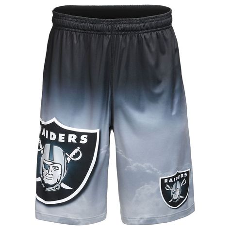 Oakland Raiders Gradient Big Logo Training Shorts - Heathered Gray Raiders Stuff, Raiders Football, Las Vegas Raiders, Terry Shorts, Training Shorts, Team Apparel, Oakland Raiders, Mens Big And Tall, Athletic Shorts