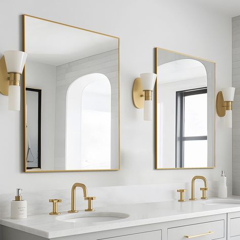 Chrome and gold bathroom