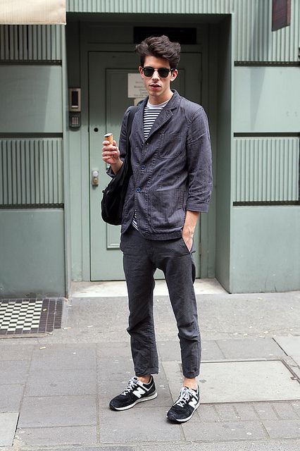 street+style+men | Recent Photos The Commons Getty Collection Galleries World Map App ... New Balance Shoes Men, Nb 574, New Balance Style, Men With Street Style, Mode Casual, Looks Street Style, Cotton Blazer, Men Street, 가을 패션