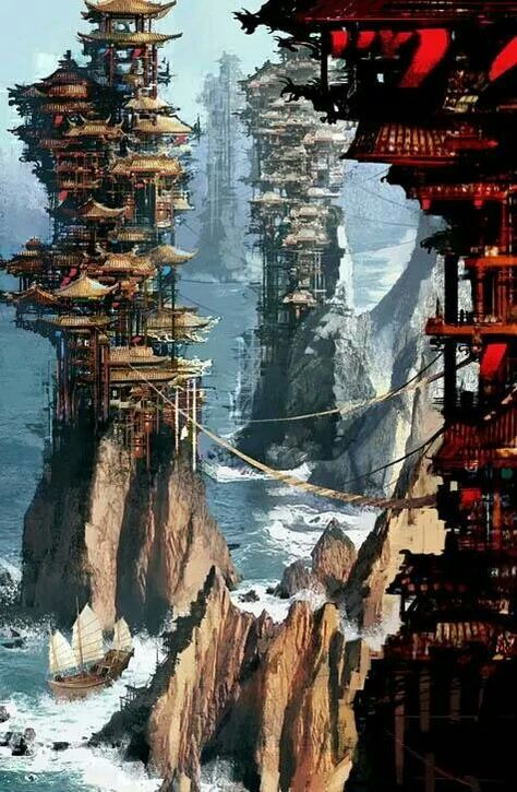 Creature Fantasy, Fantasy City, Fantasy Setting, Fantasy Places, Futuristic City, Fantasy Art Landscapes, Fantasy Concept Art, Arte Fantasy, Environment Design