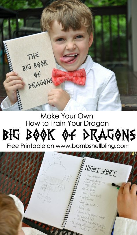 Make Your Own How to Train Your Dragon Big Book of Dragons - Free Printable on Bombshell Bling Dragon Crafts For Kids, Dragon Classroom, Classroom Party Ideas, Httyd Party, Book Of Dragons, Dragon Book, Dragon Birthday Parties, Birthday 5, Tenth Birthday