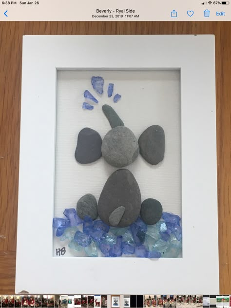 Pebble Art Elephant, Sea Glass Elephant, Elephant Pebble Art, Sea Glass And Pebble Art, Seaglass Animals, Pebble Art Ideas Inspiration, Pebble Art Ideas Diy, Christmas Sea Glass Art, Glass Stone Crafts