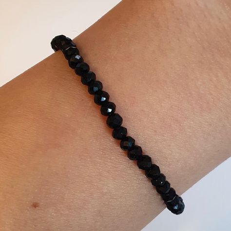 black spinel super dainty sized gems stretch bracelet Black Spinel Bracelet, Black Spinel, Stretch Bracelet, Stretch Bracelets, Gems, Bracelet, Black