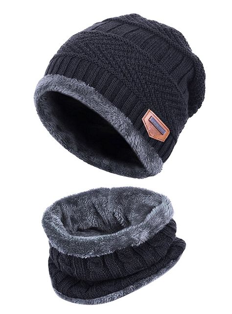 Slouchy Beanie Winter Hats For Men Windproof Scarf Warm Snow Knit Skull Cap - _Hat and Scarf(black) - CG12OBLMDCL - Hats & Caps, Men's Hats & Caps, Skullies & Beanies  #hats #caps #mensstyle #mensfashion #shopping #outfits #Skullies & Beanies Kids Winter Hats, Winter Hats For Men, Winter Knit Hats, Slouch Beanie, Hat And Scarf Sets, Circle Scarf, Winter Hats Beanie, Hat Scarf, Warm Scarf