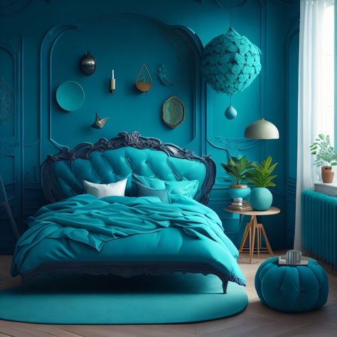 Turqoise Bedroom Ideas, Turquoise Bedroom Ideas For Adults, Turqoise Bedroom, Blue Green Bedroom, Caravan Diy, Bedroom Inspirations Blue, Small House Design Kerala, Blue Green Bedrooms, Fireplace Tv Wall Decor