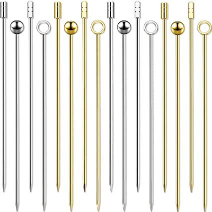 Stainless Steel Cocktail Picks Fruits Toothpicks Appetizer Drink Sticks for Bar Party, Barbeque Snacks and Club Sandwiches (Silver, Gold, 16): Amazon.co.uk: Kitchen & Home Creative Cocktail Garnishes, Toothpick Appetizers, Fruit Sticks, Fruits Decoration, Appetizer Sandwiches, Cocktail Appetizers, Cherry Cocktail, Electric Wine Opener, Bar Tool Set