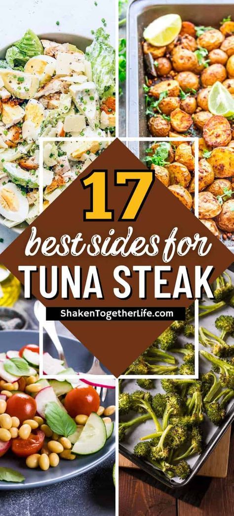 Wondering what to serve with tuna steak? These 17 side dishes are the perfect pairing for this hearty fish fillet. Ahi Tuna Side Dishes, Sides For Tuna Steak, Tuna Steak Side Dishes, Tuna Steak Dinner, Steak Sides, Ahi Tuna Steak, Tuna Steak Recipes, Tuna Burgers, Tuna Fillet