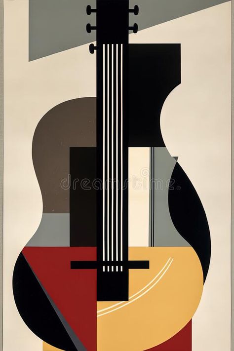 Guitar, AI generative Bauhaus style background stock image Guitar Abstract Art, Bauhaus Music Poster, Futurism Poster, Bauhaus Graphic Design, Art Cubism, Minimal Drawings, Pastel Abstract, Bauhaus Art, Style Background