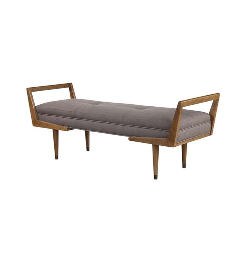 Mid Century Wood&Upholstered Bench | Mid-Century | Style | VivaTerra Multiuse Furniture, Modern Banquette, Bed Benches, Mid Century Bench, Diy Mid Century, Office Desk Designs, Mid Century Modern Bench, Lobby Decor, Contemporary Bench