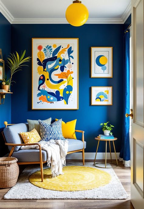 Blue and Yellow Boho Decor Contrast Words, Boho Decor Ideas, Boho Ideas, Reading Nooks, Pedestal Sink, Copper Accents, How To Mix, Boho Aesthetic, Leisure Arts