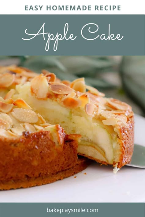 A moist and easy apple cake recipe made from a classic butter cake base, layered with apple slices and topped with flaked almonds. #apple #cake #recipe #thermomix #conventional #almonds Easy Apple Cake Recipe, Apple Recipes Easy Healthy, Gluten Free Apple Recipes, Apple Cake Recipe Easy, Apple Recipes Healthy, Cake Apple, Easy Apple Cake, Apple Cake Recipe, Apple Recipes Easy