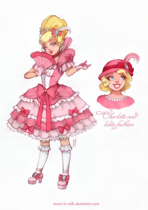 Charlotte and lolita fashion by Moon-In-Milk.deviantart.com on @DeviantArt Charlotte Lebouf, Princess And The Frog Lottie, Lottie Princess And The Frog, Lottie La Bouff, Charlotte Princess And The Frog, Charlotte La Bouff, Princes Disney, Alternative Disney Princesses, Disney Princesses And Princes