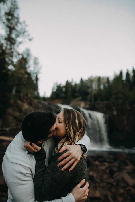 Wisconsin Engagement Photos, Minnesota North Shore, North Shore Mn, North Shore Minnesota, Sunrise Engagement Photos, Gooseberry Falls, Outdoor Wedding Backdrops, Forest Engagement Photos, Tea Photography