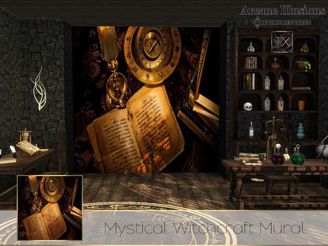 The Sims Resource - Arcane Illusions - Mystical Witchcraft Mural Marble Wall Tiles, Sims 4 House Design, Marble Wall, Nursery Wallpaper, Sims 4 Cc, Wall And Floor Tiles, The Sims Resource, Sims Resource, The Sims 4