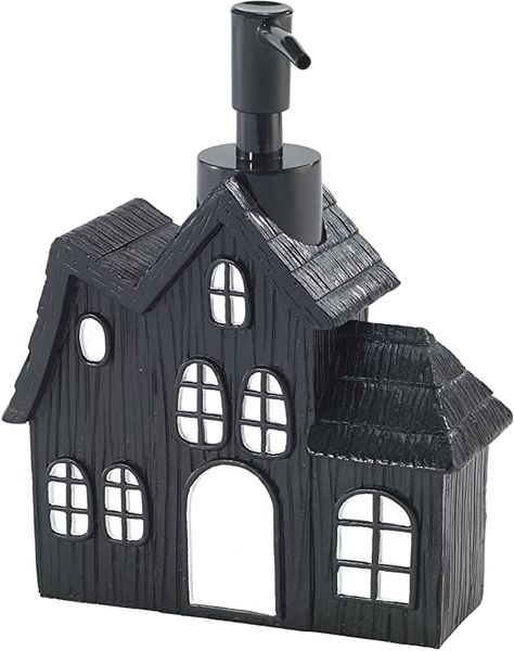 Amazon.com: Avanti Linens Halloween Collection, Soap Dispenser Black House, Multicolor : Home & Kitchen Accessories Gothic, Spooky House, Soap Pump Dispenser, Amber Glass Jars, White Windows, Bath Accessories Set, Black Soap, Soap Pump, Halloween Haunted Houses