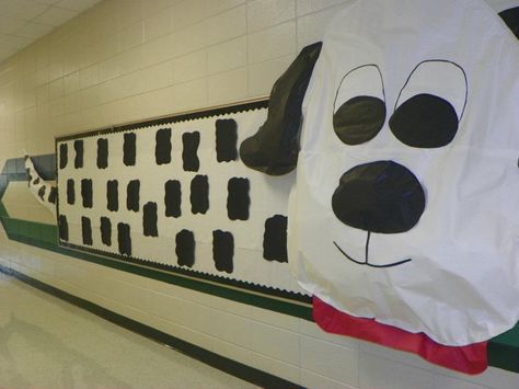 Spotting a Good Work! Dog Bulletin Board Ideas, Dalmatian Classroom, Dog Bulletin Board, Church Clap, Ecse Classroom, Character Day Ideas, Book Character Day, Pet Theme, Reading Month