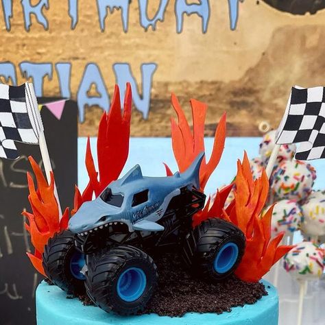 Megalodon Cake, Monster Jam Megalodon Birthday, Monster Jam Birthday Cake Ideas, Monster Jam Birthday Cake Boys, Megladon Monster Truck Cake, Easy Chicken Biryani Recipe, Monster Jam Cake, Grave Digger Cake Monster Jam, Chicken Biryani Recipe