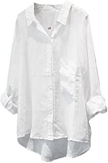 Amazon.com: oversized white button down shirt women Oversized White Shirt, High Low Shirt, Linen Top Women, Linen Shirts Women, Linen Blouse, Womens Long Sleeve Shirts, Roll Up Sleeves, Shirt Long Sleeve, Linen Clothes