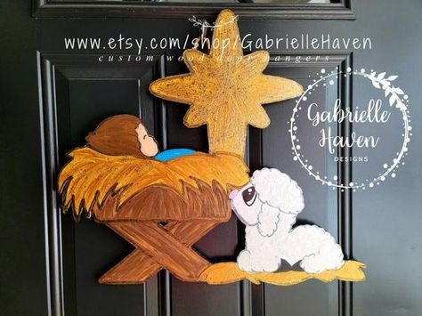 Hey, I found this really awesome Etsy listing at https://www.etsy.com/listing/906773855/christmas-door-hanger-nativity-nativity Jesus Door, Door Hanger Baby, Christ Is Born, Neat Gift Ideas, Hanger Christmas, Handpainted Christmas Ornaments, Baby Door Hangers, Christmas Door Decoration, Door Hangers Diy