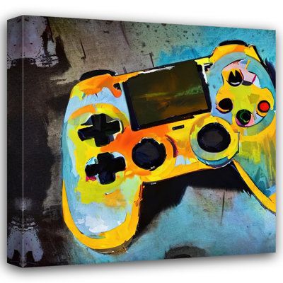 Museum quality fine art giclee reproduction printed on artist grade canvas and gallery wrapped on 1.5" stretcher bars Size: 30" H x 30" W x 1.5" D Video Game Painting, Orange Home Decor, Orange House, Video Game Controller, White Home Decor, Painting Canvas, Game Controller, Boho Wall Art, Paint Set