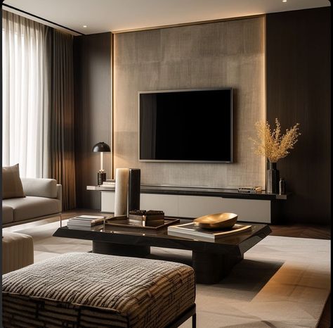 Tv Wall Decor Luxury, Modern Living Room Color Schemes, Tv Wall Luxury, Panelled Walls Living Room, Wood Tv Wall, Tv Wall Design Luxury Tvs, Modern Living Room Colors, Living Room With Tv, Modern Bathroom Ideas