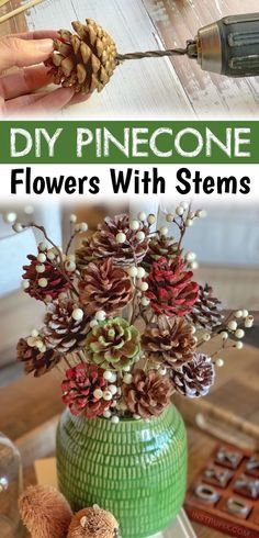 Pinecone Flower Arrangements, Pinecone Flowers Diy How To Make, Diy Christmas Flowers, How To Cut Pinecones For Flowers, Diy Christmas Flower Arrangements, Royal Donuts, Pinecone Projects, Toddler Entertainment, Easy Holiday Decor