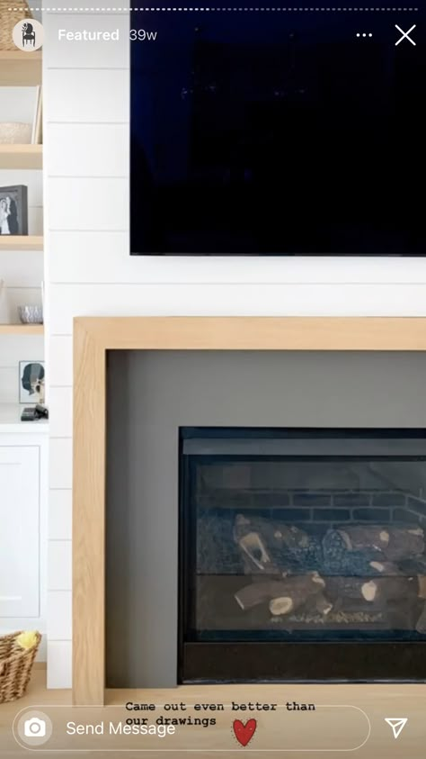 Making Fireplace Mantel, White Oak Mantle Fireplace, Tile Around Fireplace, Open Concept Kitchen Living Room Layout, Modern Fireplace Ideas Living Rooms, Wooden Fireplace Surround, Minimalist Fireplace, Fireplace Accent Walls, Diy Fireplace Mantel